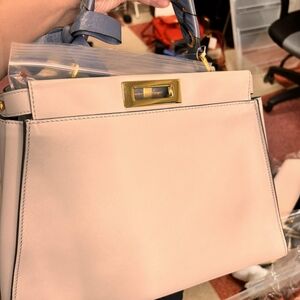 Fendi Peekabo Cream Handbag with Gold Accents